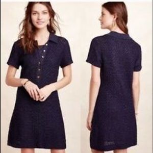 Anthropologie Moth Navy Diamond Knit Dress